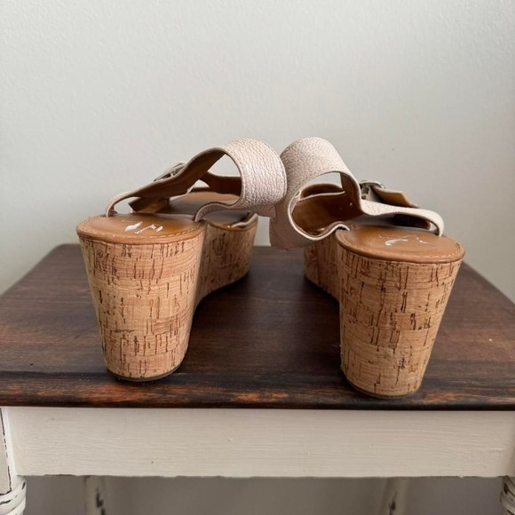 Leather Cork Chunky Platform Sandal Franco Sarto Size 10 - Picture 4 of 6